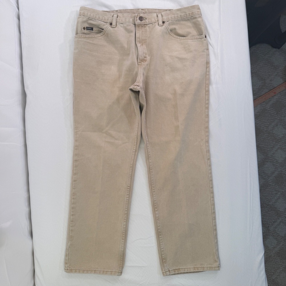 Lee Mens Regular Fit Straight Leg Jeans Tan Khaki Denim Pants 38x30 2008925